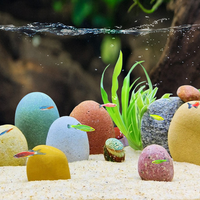 天然彩色石头鱼缸造景石长江彩石装饰景观石专用大石头鹅卵石摆件