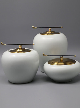 现代新中式软装陶瓷罐摆设装饰摆件样板房客厅书房玄关电视柜饰品