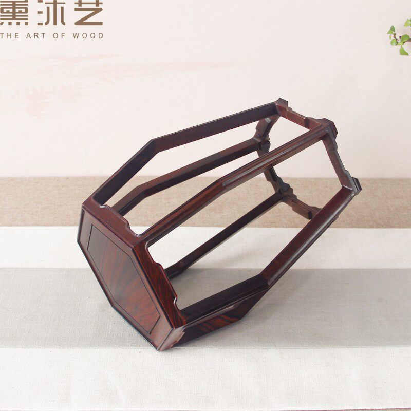 博古架实木底座托架高脚架明式高几花架六边多宝阁摆件中式盆景架