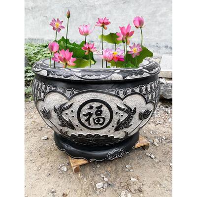 s%石鱼缸石头花盆水缸户外养鱼庭院石缸摆件庭院大缸镇宅青石原