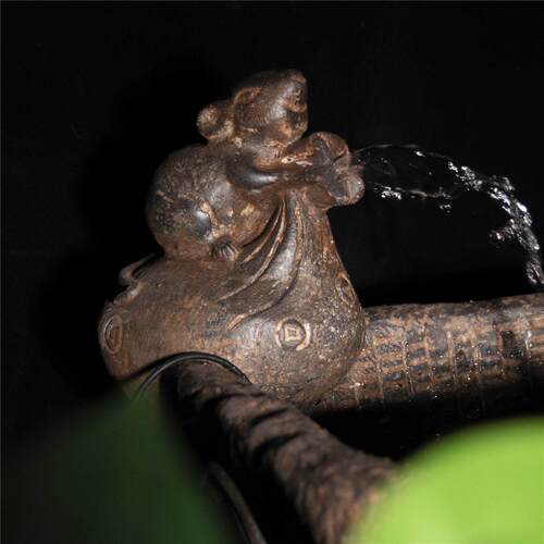 中国风禅意复古金蝉造型流水花盆鱼缸假山流水造景专用桌面流水盆