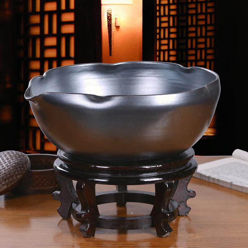 景德镇陶瓷金鱼缸睡碗莲池养鱼荷花盆阳台乌龟盆一叶莲黑色景观盆