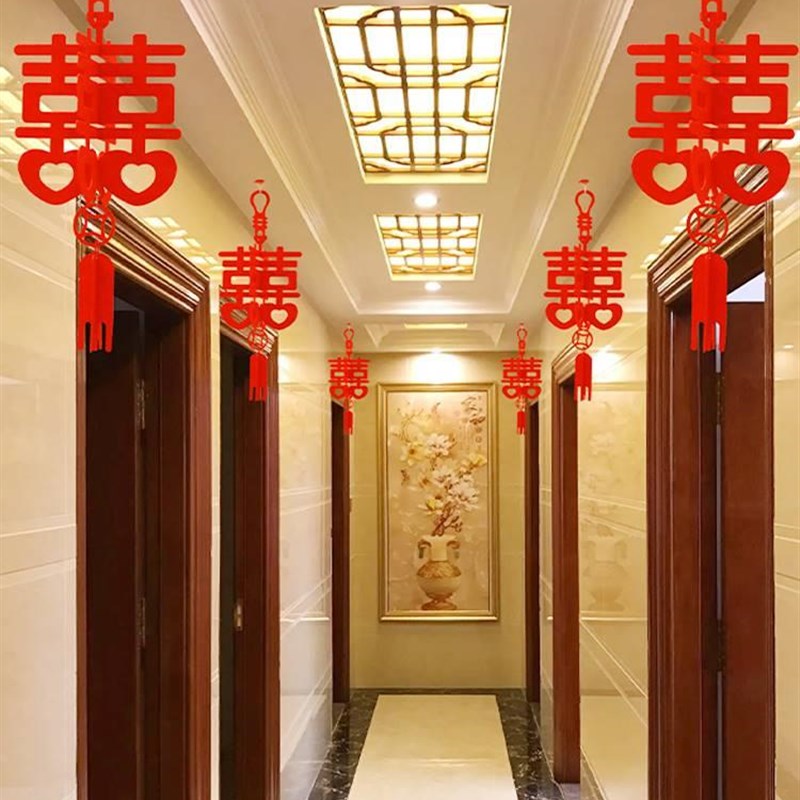 喜字挂饰立体灯笼婚房喜字挂件卧室客厅结婚囍字装饰布置婚礼用品