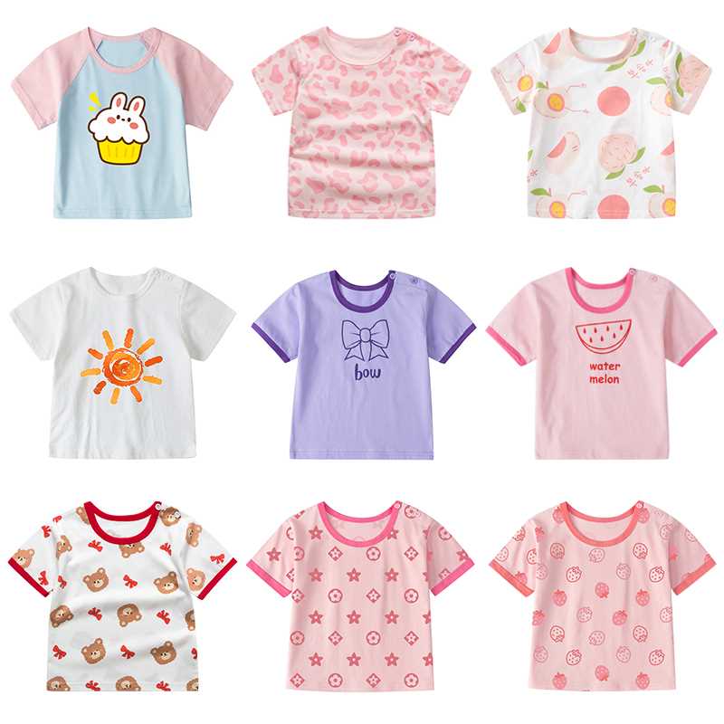 女宝宝短袖t恤0男小童婴儿上衣1儿童夏装纯棉2女童半袖童装3岁