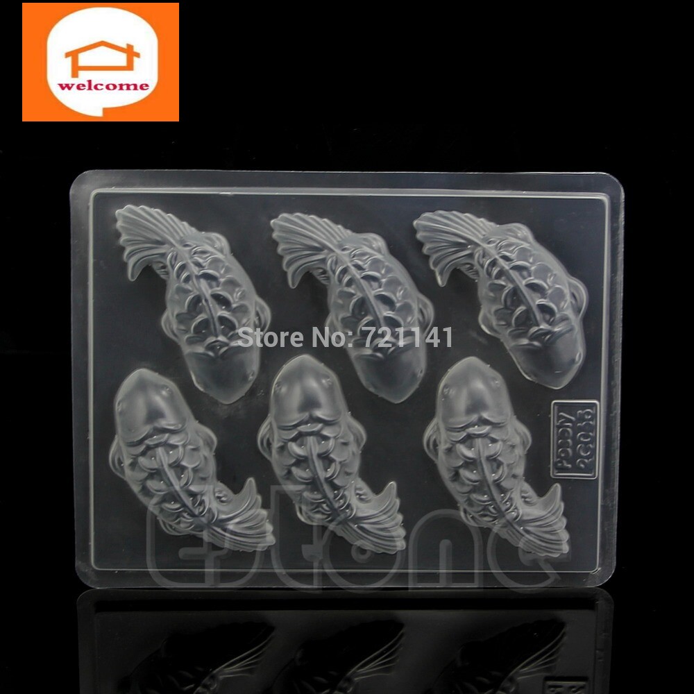 F85 Free Shipping DIY 3D 6 Koi Fish Plastic Cake Chocolate