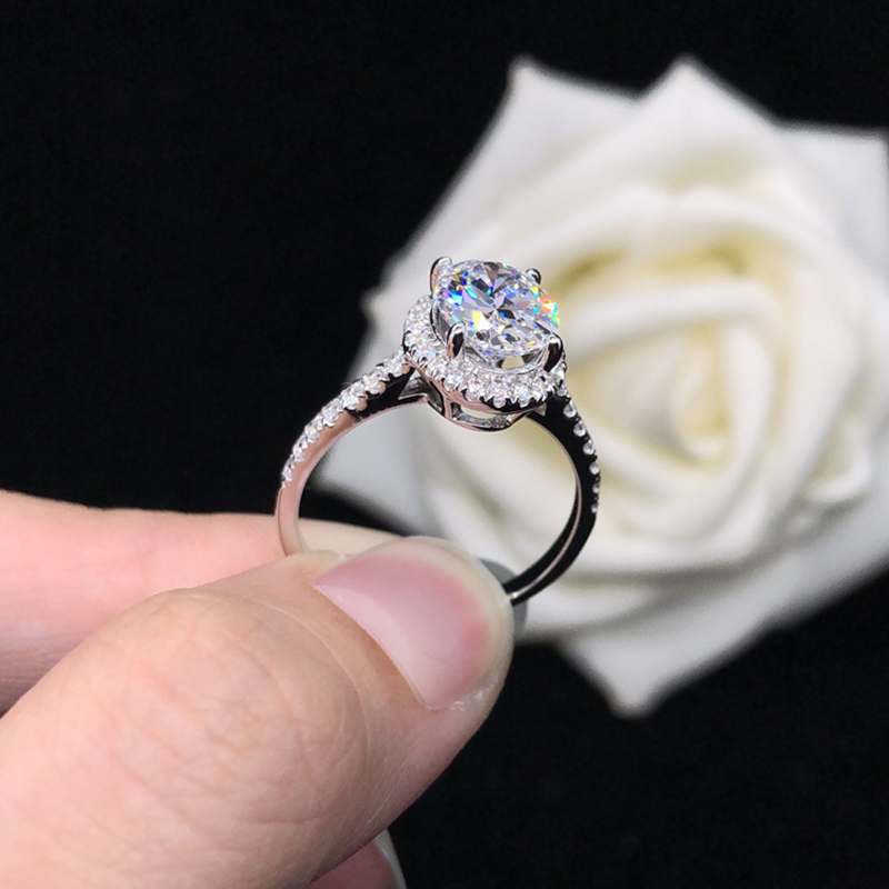 2 Carat Moissanite Rings Oval Cut Diamond Engagement Ring St
