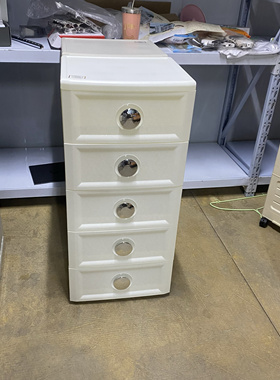 2026YDF-母婴收纳柜五层37.7*31.7*83.5cmMT65385发白色镀银塑料