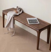 北美黑胡桃长凳北欧全实木餐凳小户型床尾凳日式 长方形条凳换鞋 凳