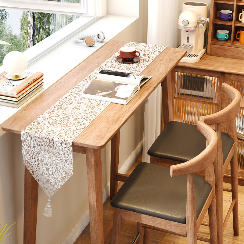 阳台吧台桌家用靠窗实木餐桌长条厨房客厅隔断家庭原木日式高脚桌