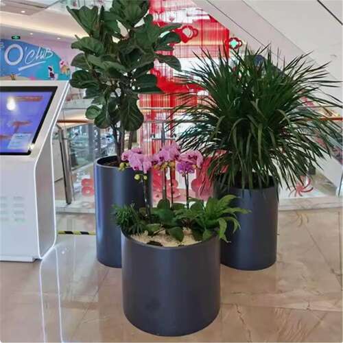 不锈钢铁艺花盆户外树池花坛植物盆商业街花架落地花池金属花箱