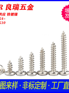 BA大圆头扁头·自攻螺丝 镀镍BA2X4-BA2X10 白锌圆头十字自攻螺丝