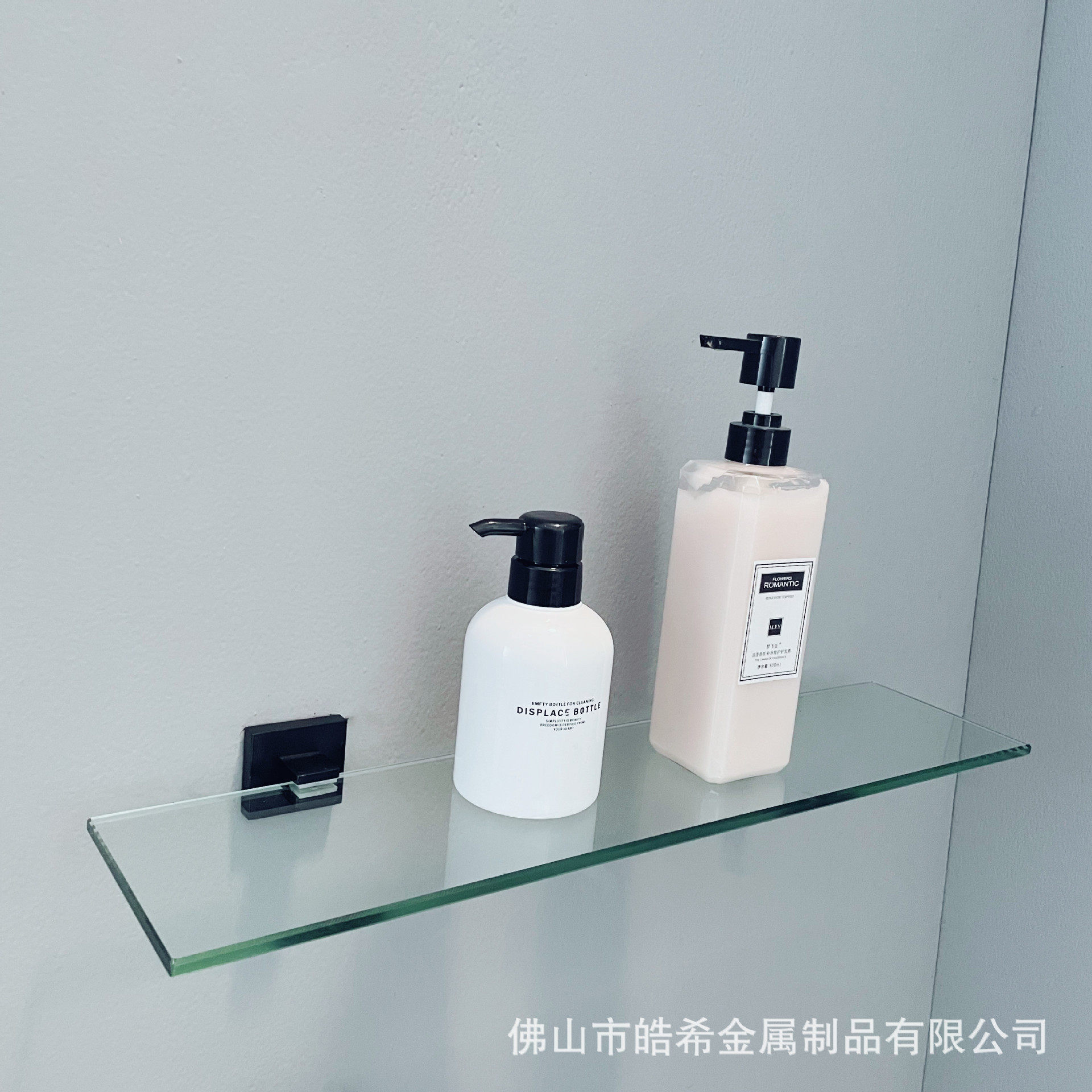 黑色系列酒店玻璃货架淋浴房储物架不锈钢浴室玻璃货架