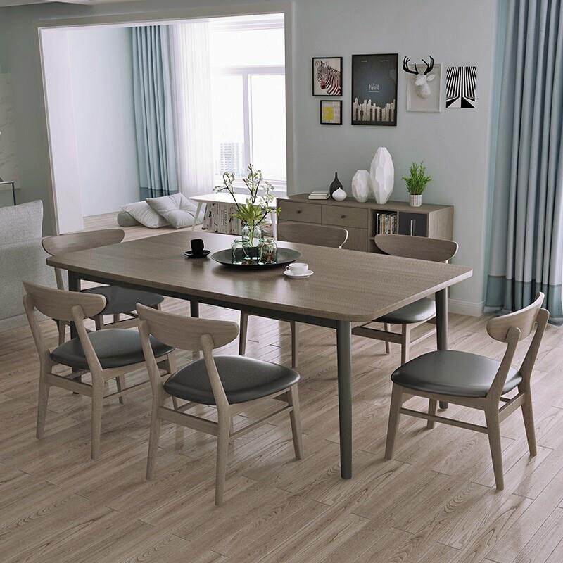 木月餐桌椅组合现代简约白蜡木腿餐桌多尺寸长方形饭桌北欧餐桌