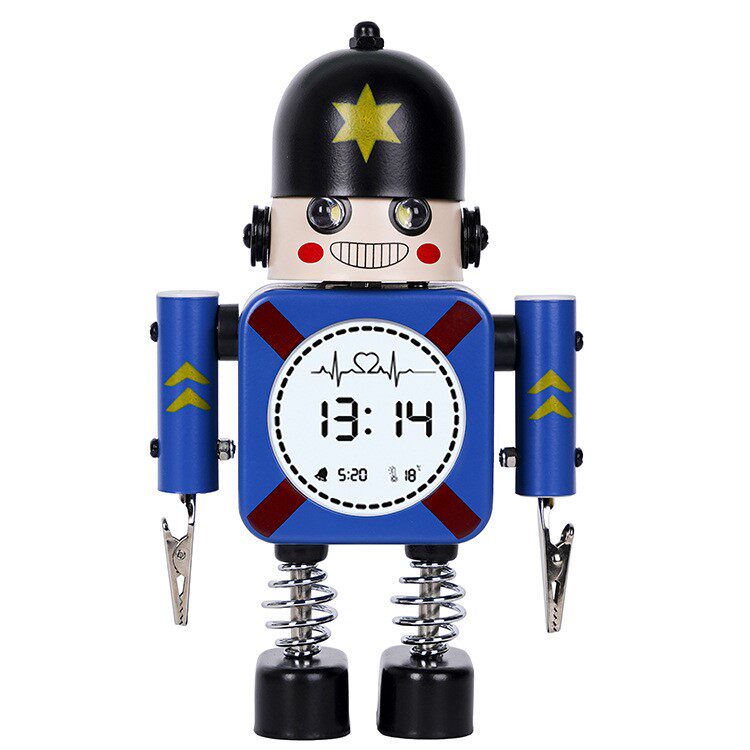 新款LED电子机器人闹钟学生儿童创意智能静音跨境大兵数字闹钟表