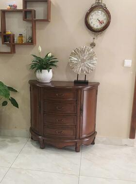 卧室入户厅进门轻奢玄玄关柜半圆实木斗柜欧美式关桌客ZG-15993隔