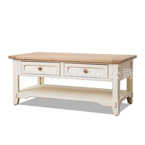 美式乡村木茶几小户型合客厅别家具组茶实几DOF会客简约复古墅样