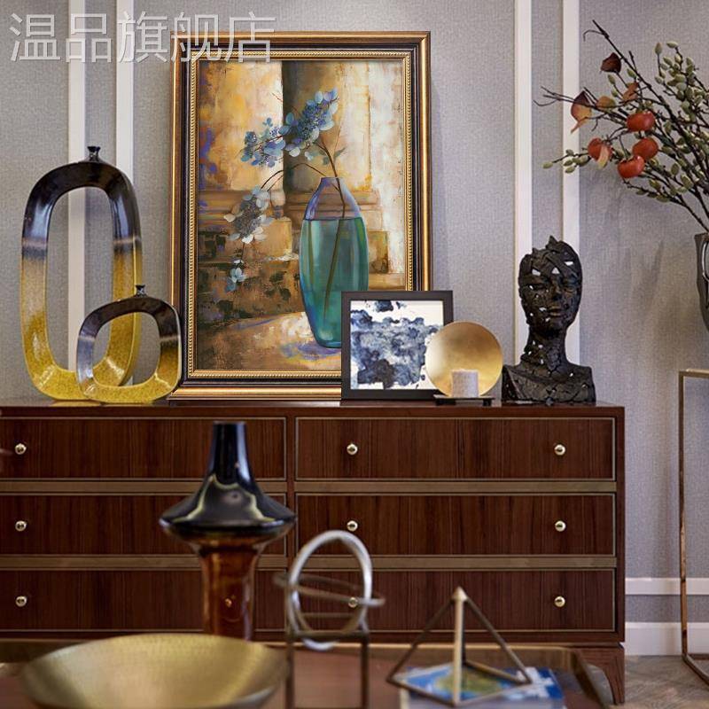 新款美式油画发财树走廊过道转角处玄关壁画欧式风格装饰画大气的图片
