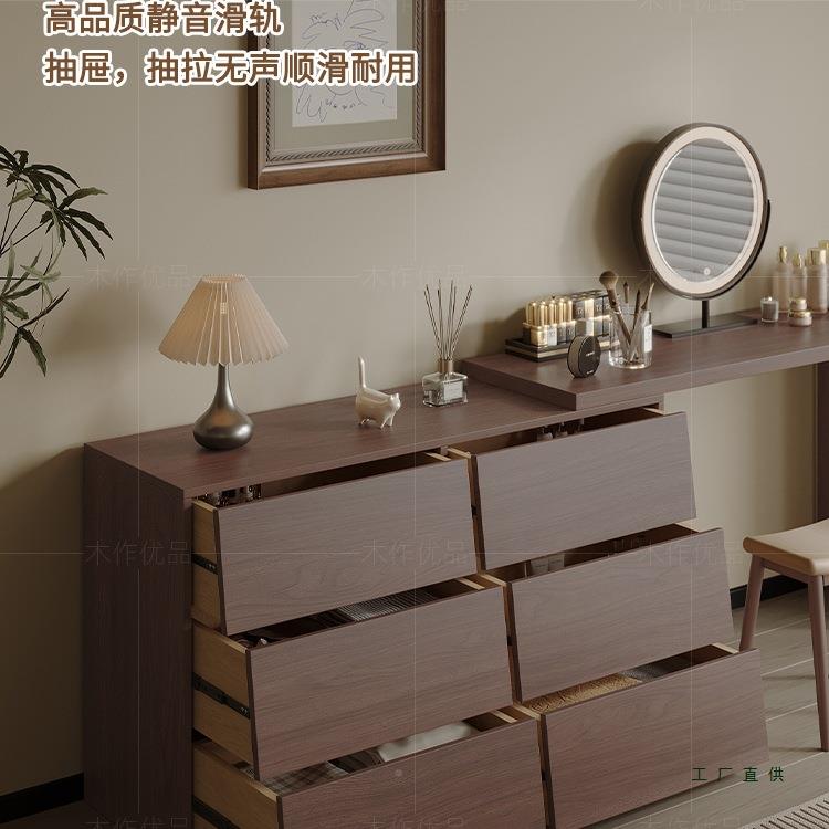 中古风实木纳斗柜妆梳妆台室多层抽屉柜卧可旋转79890化桌收柜储
