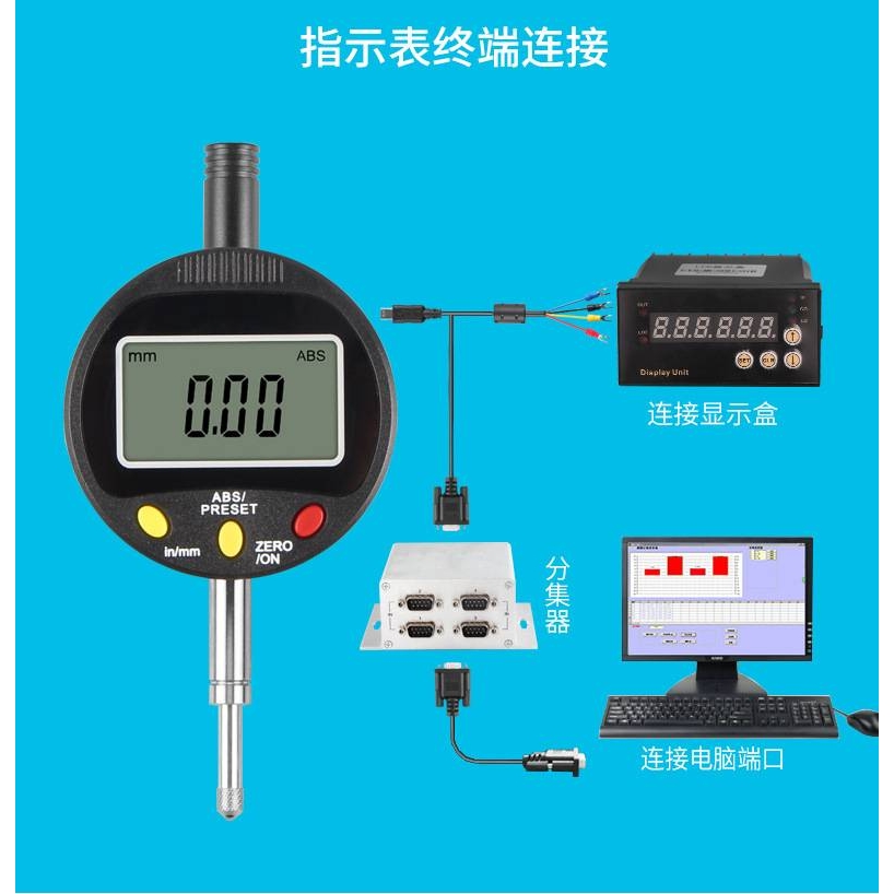 厂家直销线性测微计连接电脑螺旋测微计刻度接线串口显示器