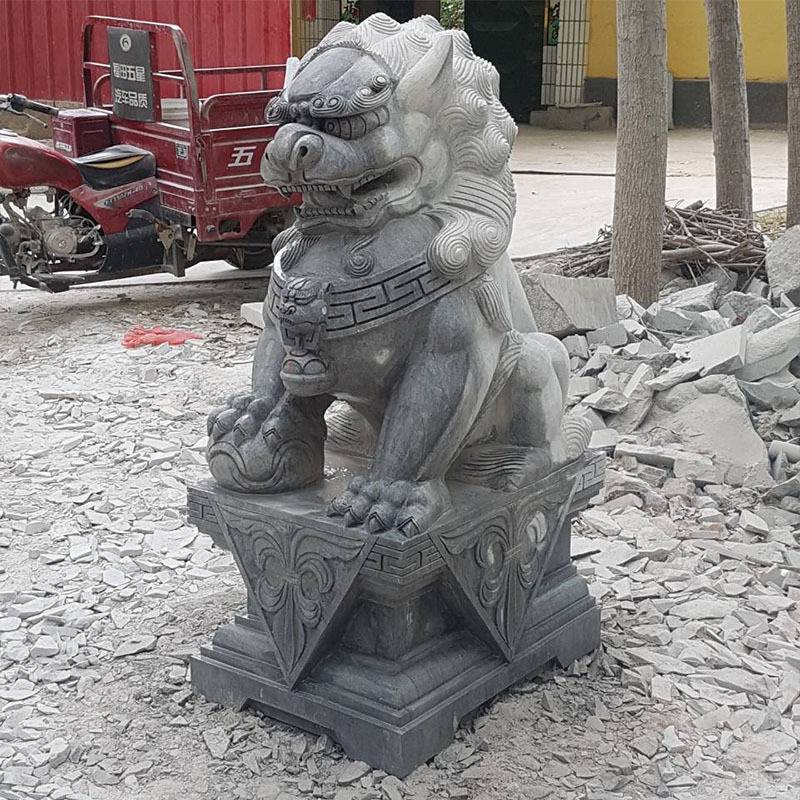石雕青石石狮子别墅庭院摆件石雕狮子墓地小石头狮子厂家手工雕刻