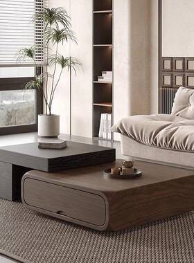 意式极简茶轻奢缩现代约黑胡桃简几组合客厅OIF伸家用新款小户型