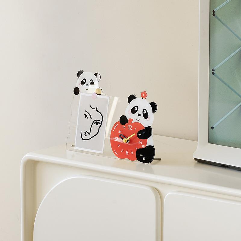 wozoom摆屋厅准熊猫创意时TYOS834钟关件客玄相框装饰品桌面摆台