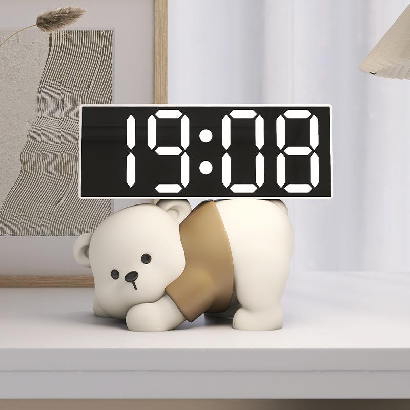 表奶油风时钟桌摆件闹钟客厅视柜面摆放钟台电式HwzQy4rT装饰品创