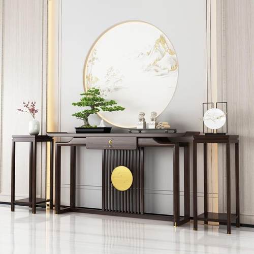 新中式乌金木玄桌客厅靠条案供桌玄关柜关入VLH户正对门实墙关木