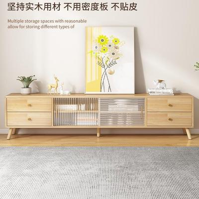原木风家用电视柜客厅2025新款收纳储物柜一体小户型全实木落地柜