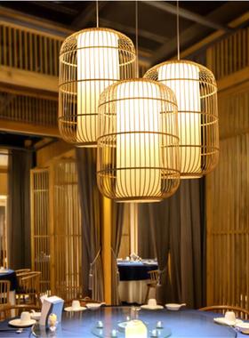 美属萨摩亚风仿古日手工编酒织工程竹艺吊灯东南亚格茶12554pok式