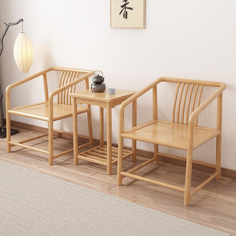 实木围椅圈椅三件套茶桌椅办公书房太师椅靠背椅YMSC-QY8子古餐椅