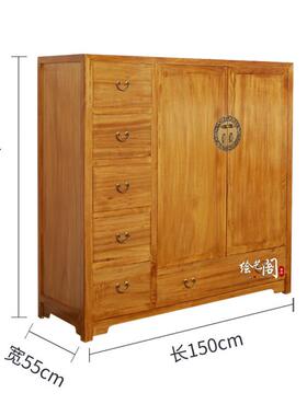 式木实木小衣柜家用卧室矮柜橱香58456樟儿童小户型物双储门中大