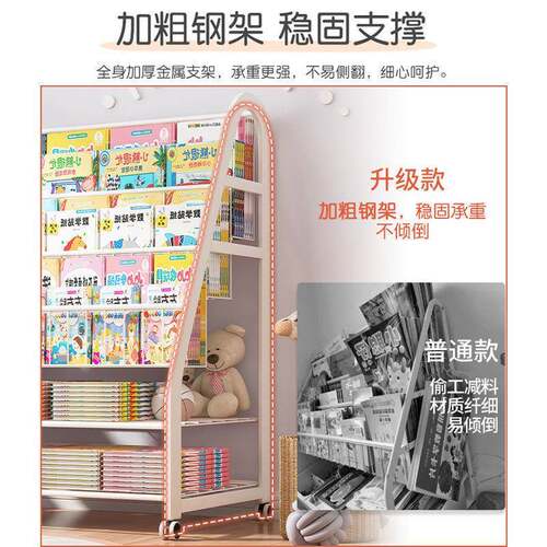 童阅书架家用绘本架读区移动玩具置收纳G557C架简易宝宝书儿柜物