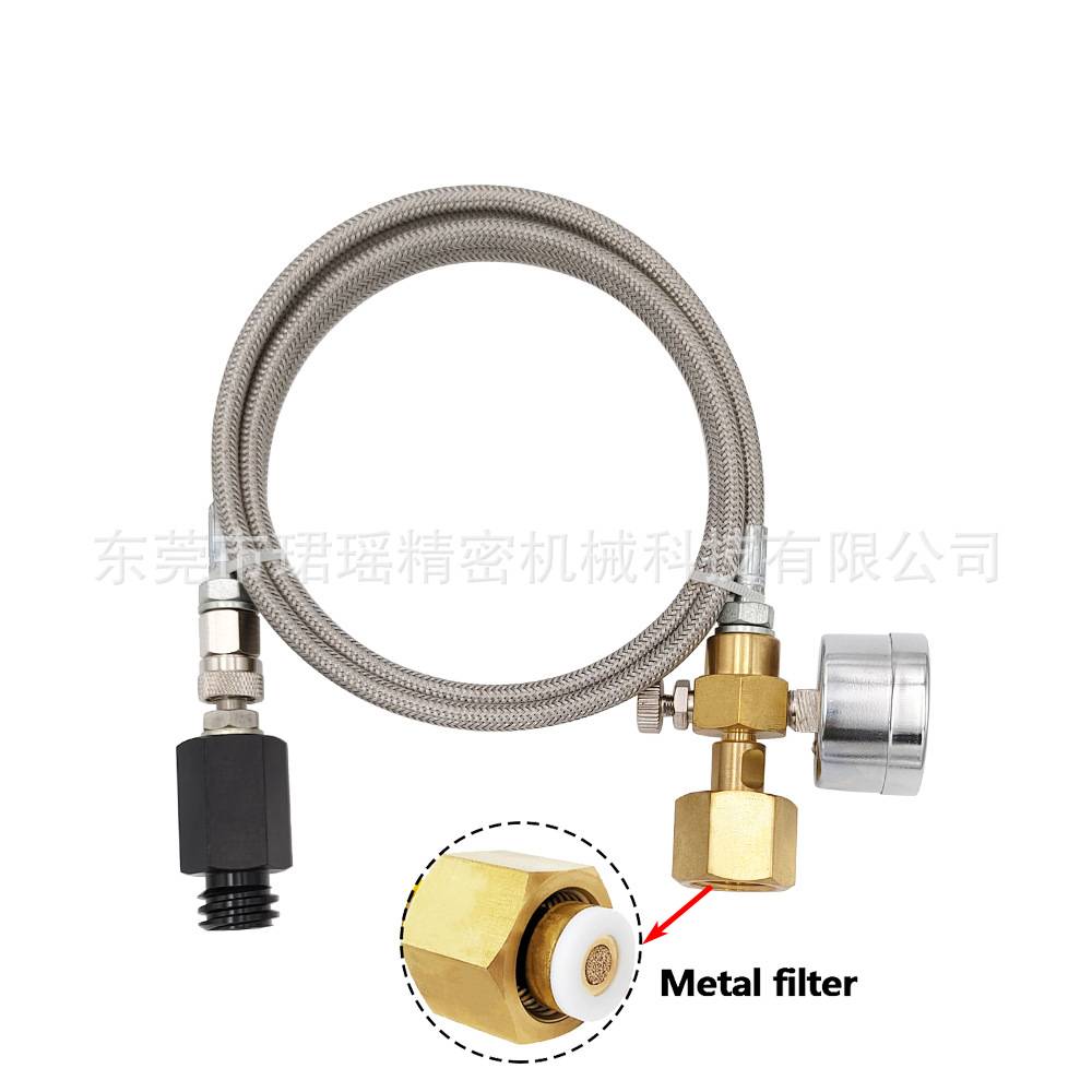 跨境钢编管苏打水机气泡水机接过气管接大瓶Cga320和W21.8软管