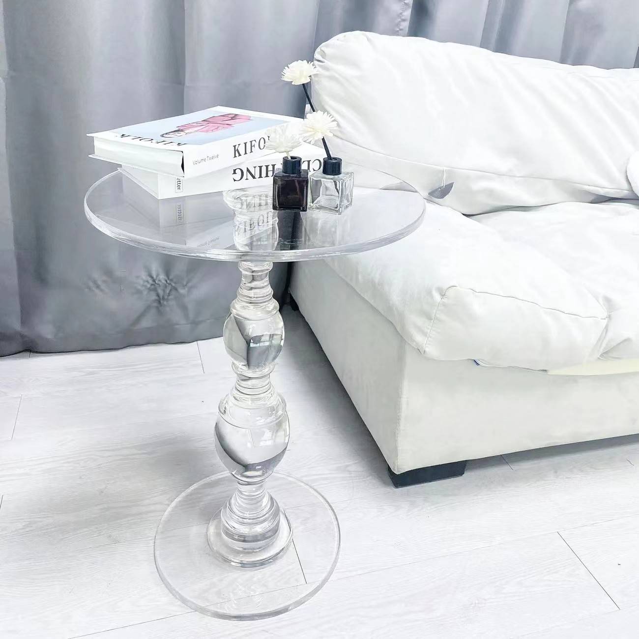 透明轻奢亚克力边几现代简约客厅沙发角几阳台水晶小桌子酒店茶几