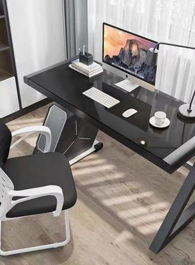 简现代书桌家钢化玻璃脑约桌台式用办公桌电简易学习FUX书桌写字