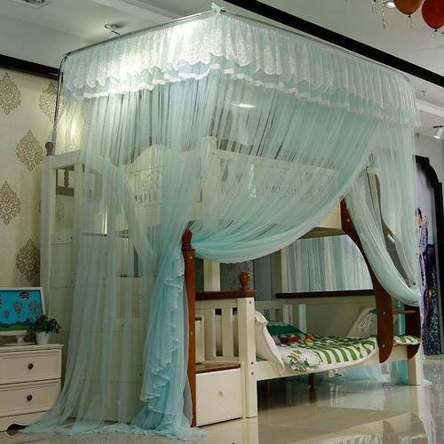 层儿童双上下床蚊帐1.5m床母家用高低铺梯子形u型伸缩FNT1.2米1.3