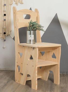 实木梯子用折叠梯椅子两用椅子室内登樖64692高折叠椅凳子多家功