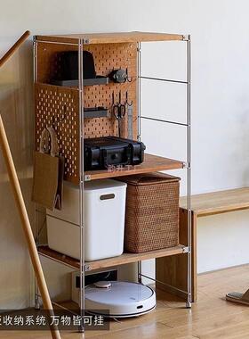 日式置物收18132家客厅纳架落地多功架能储物用展示书架扫地机器