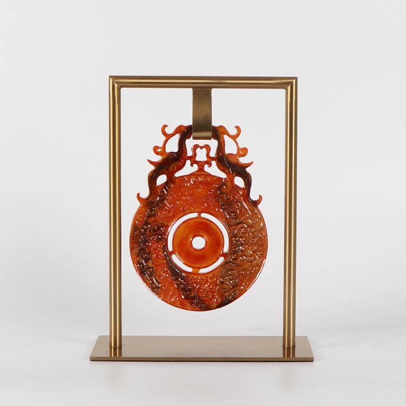 高端龙纹玉NOK古扣新书中式茶室展示柜架茶博台房陈列装饰品玉璧