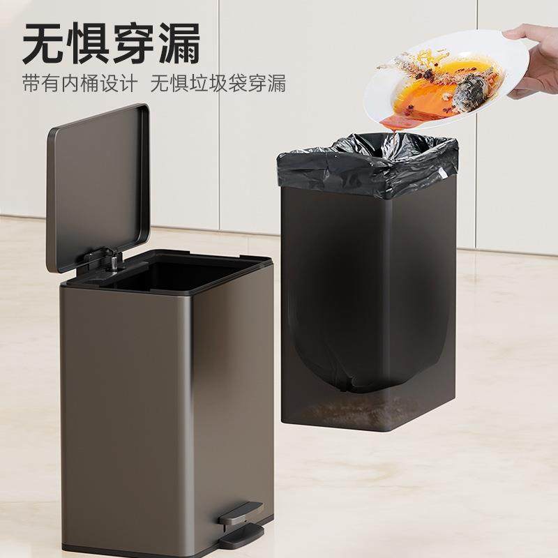 SF40L40宽L口大容量厨房家不锈钢垃圾桶带用盖带缓降脚踏L30岛台
