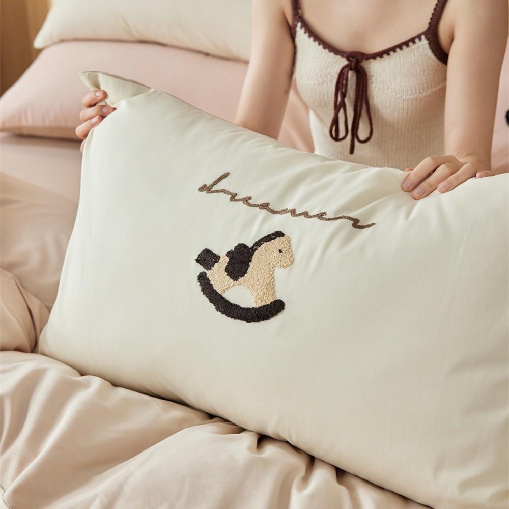 澳磨四件卡通木套毛马棉巾刺绣纯棉床单被套毛ELB秋冬床上用品