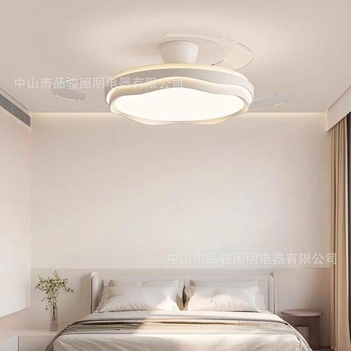 餐厅极NIF简扇吊扇灯风卧室餐厅隐约形叶风扇灯家用智能简吸顶电