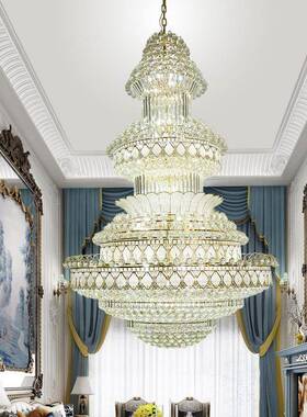 新款复尚式水晶大吊灯别91467墅酒店楼中楼客金厅长吊楼灯时家装