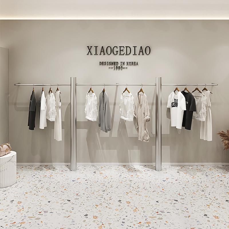 装轻奢服店帽24649上墙挂衣架男店落地式陈列服装装架网红不锈钢