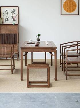 老榆木茶桌18213茶艺桌新中式茶桌椅茶组干泡台桌茶馆合桌椅中茶