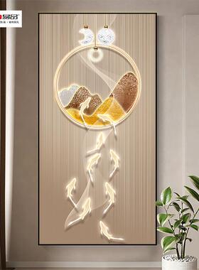 灯ypjc0803现代轻奢装饰画九鱼图客厅走廊过挂画ED道发光L画