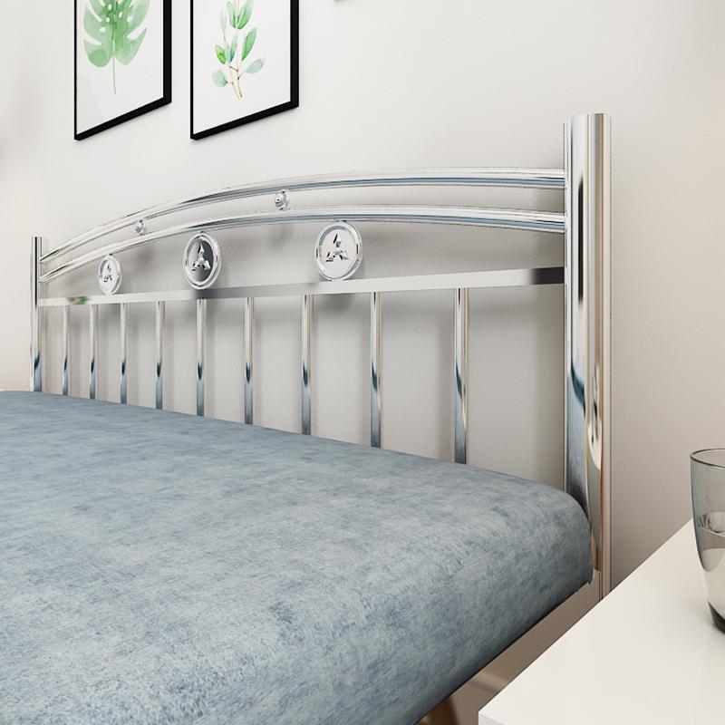 不锈OCN钢床床架1.8m铁公租寓出屋床主卧童儿床202不锈钢双人床艺