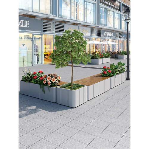 可花订户外不锈钢箱坐凳组街合外摆商M74E4697业饮品店花可移动树