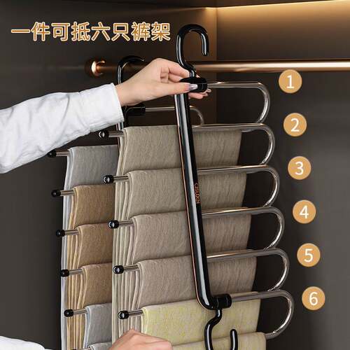 折叠裤架家用裤夹衣架多层多功能裤挂架无痕防滑裤子收纳陶琪